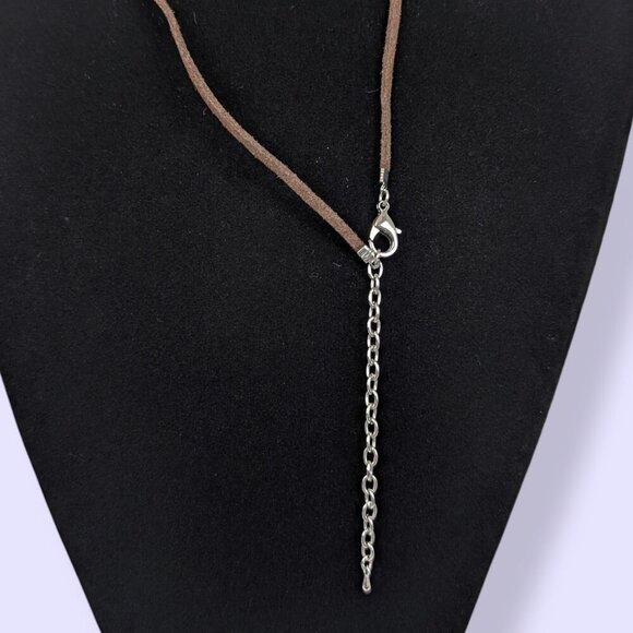 (2/$20) Brown Suede Enamel Pendant Necklace - Picture 5 of 6